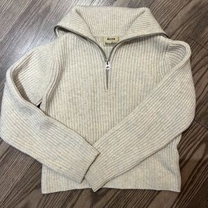 Acne Studios oatmeal half zip sweater